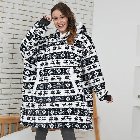 Hoodie Blanket black deer