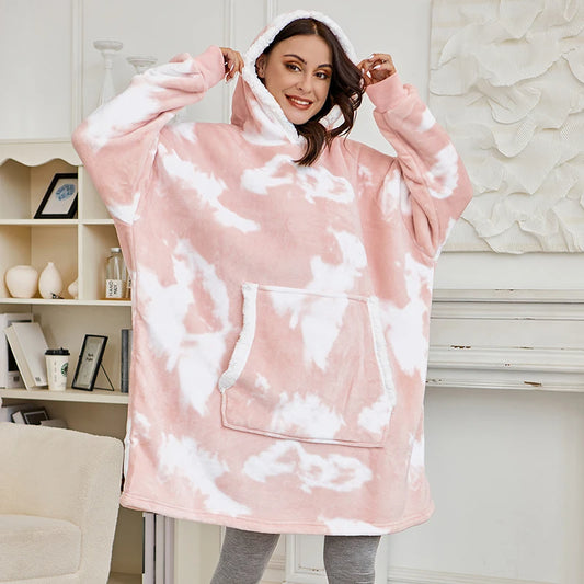 Hoodie Blanket Pink white