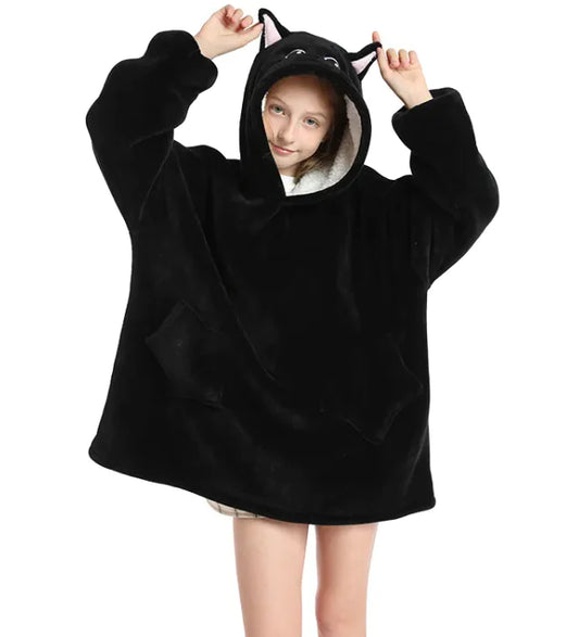 Hoodie Cat Black