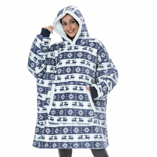 Hoodie Blanket blue deer